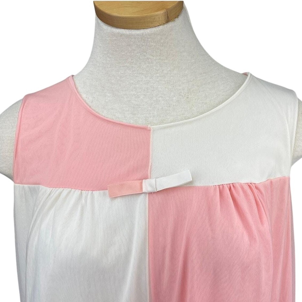 Vintage Womens (M) 60s Chiffon Overlay Mini Nightgown Nylon Mod SEAMPRUFE  USA - Picture 2 of 7